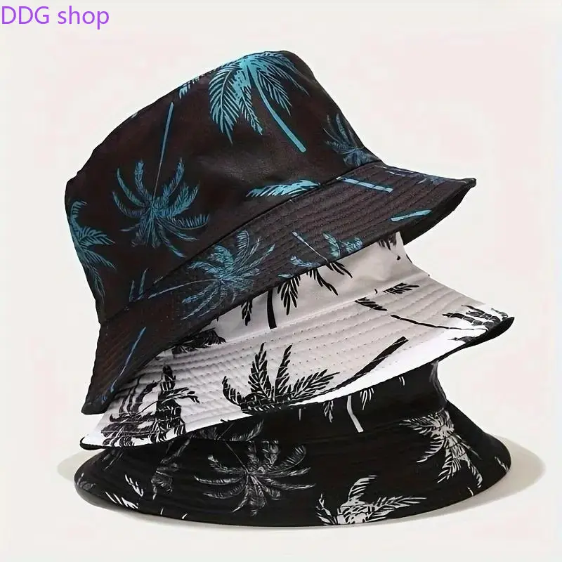 Unisex Coconut Print Bucket Hat - Men's Accessories, Breathable Lightweight Cloth, Durable Boho Beachy Fisherman Outdoor Cap for Summer Beach Travel Casual Wear, Fisherman Hats