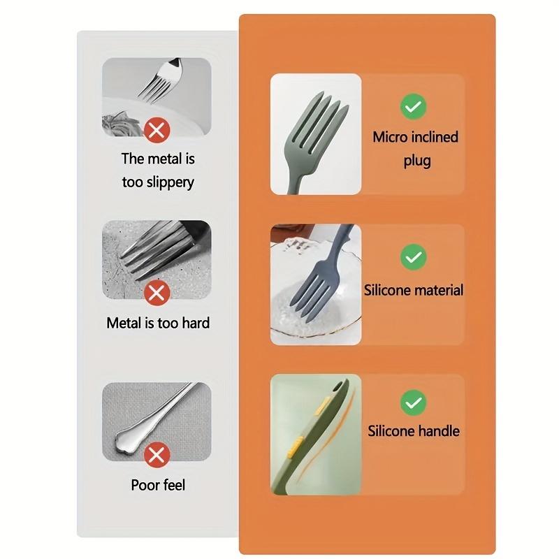 2PC Silicone Flexible Forks, Heat-Resistant Cooking Forks, Large Forks for Kitchen, Non-Stick, Won't Damage Pans, Ultimate Forks, Mixed Material, Ideal for Mashing Food, Beating Eggs, and Baking