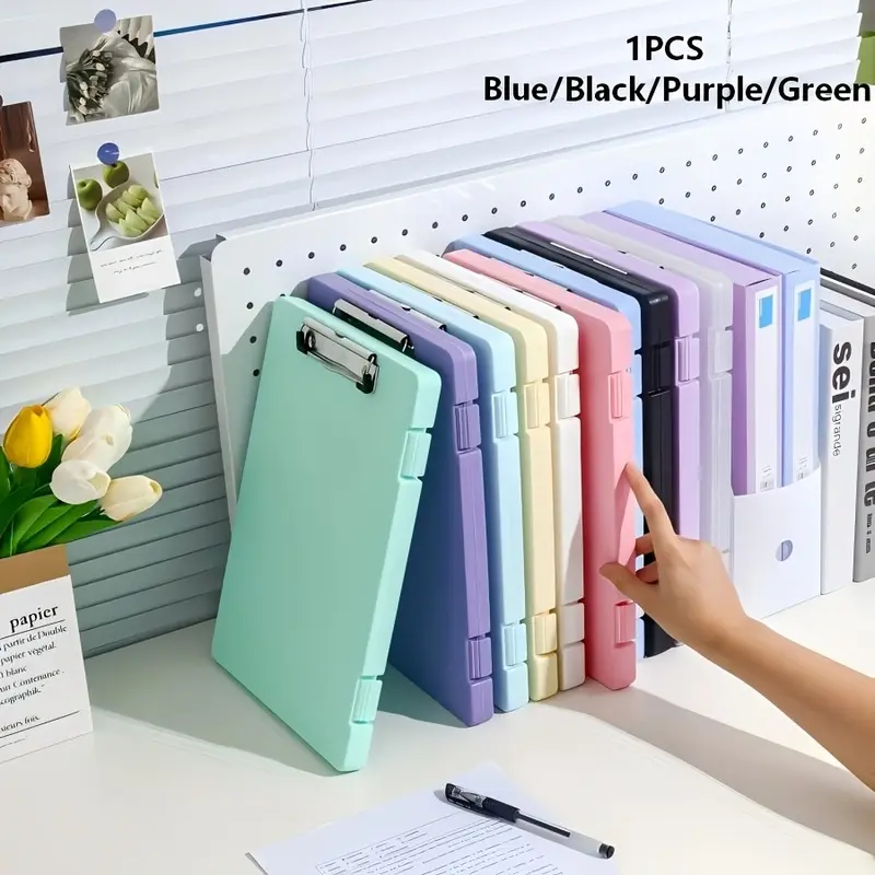 A4 Clipboard with Storage - Student Exam Paper Organizer, Large Capacity File Holder with Pen Slot, Transparent Plastic Desk Stationery
