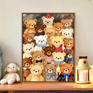 Vintage Bear Digital Oil Painting DIY Handmade Gift High-End Cartoon High-Value Coloring Graffiti Decorative Painting