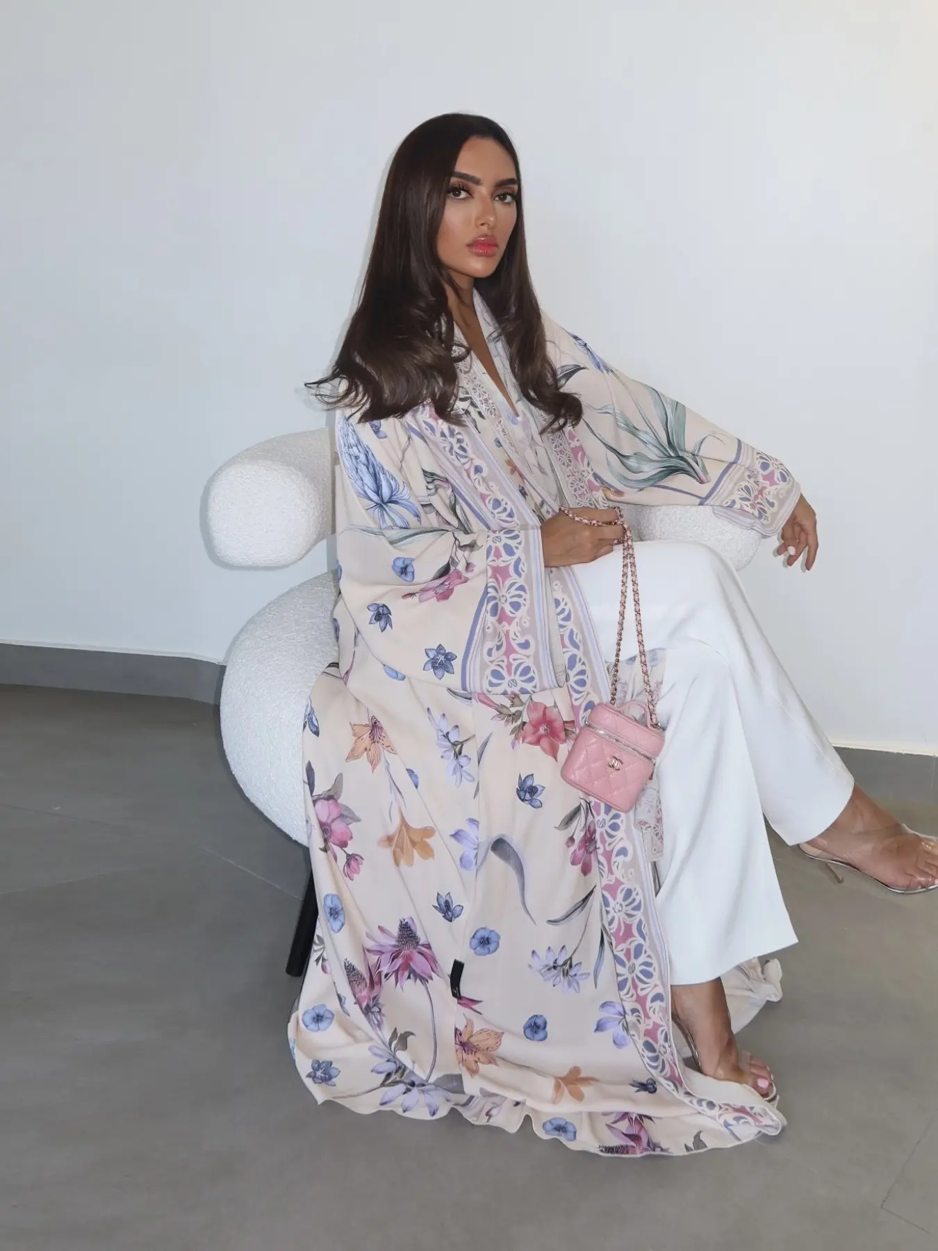 Women's Floral Print Long Cardigan Scarf Set, Loose-Fit Elegant Outerwear, All-Seasons Fashionable Two-Piece Matching Clothes, Womenswear