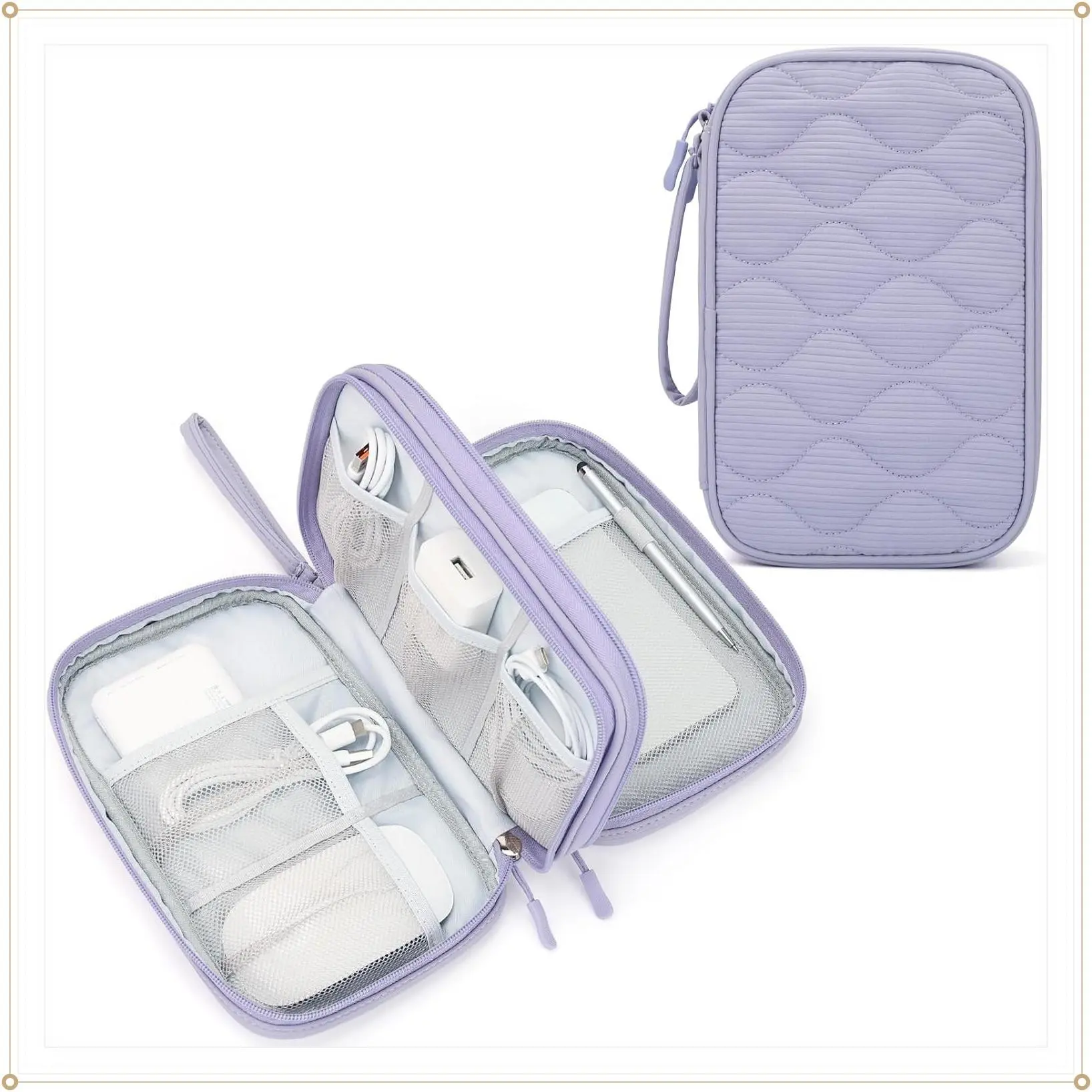 Lightweight Double-Layer Electronics Organizer Travel Case - All-in-One Cable & Tech Storage Bag for Charger, Cord, Phone, Flash Drive, Essentials - XLGift