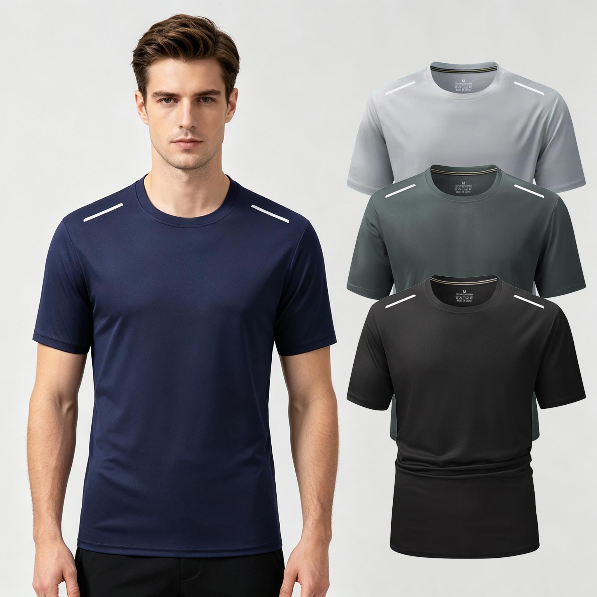 1/3 Pack Men's Workout Running Shirts, Dry Fit Moisture Wicking T-Shirt, Gym Athletic Short Sleeve Tee Shirts, Breathable Quick Dry Sportswear