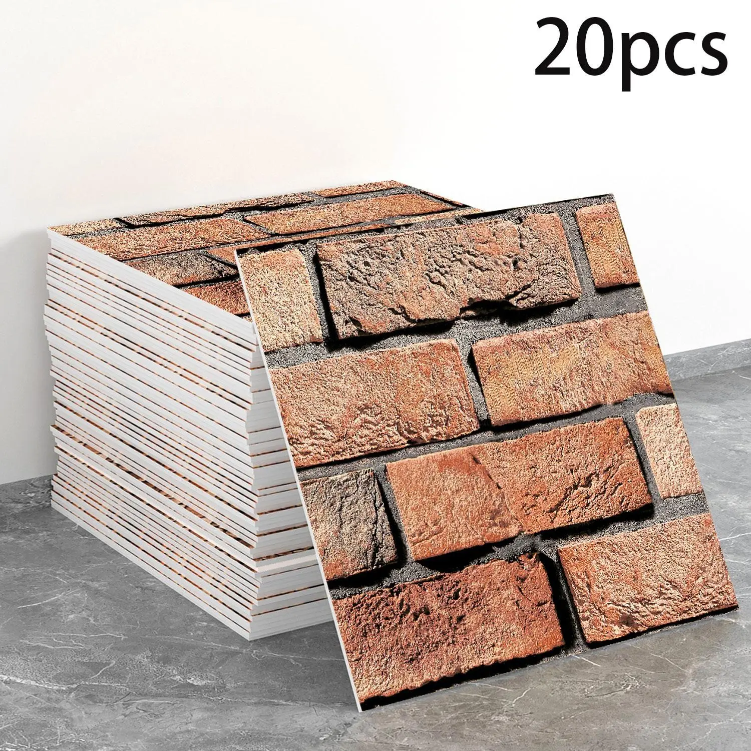 20-sheet waterproof PVC 3D imitation stone brick pattern self-adhesive wall paper, Peelable waterproof vinyl floor tiles, Decorative stickers - suitable for decoration of living rooms, kitchens, bedrooms