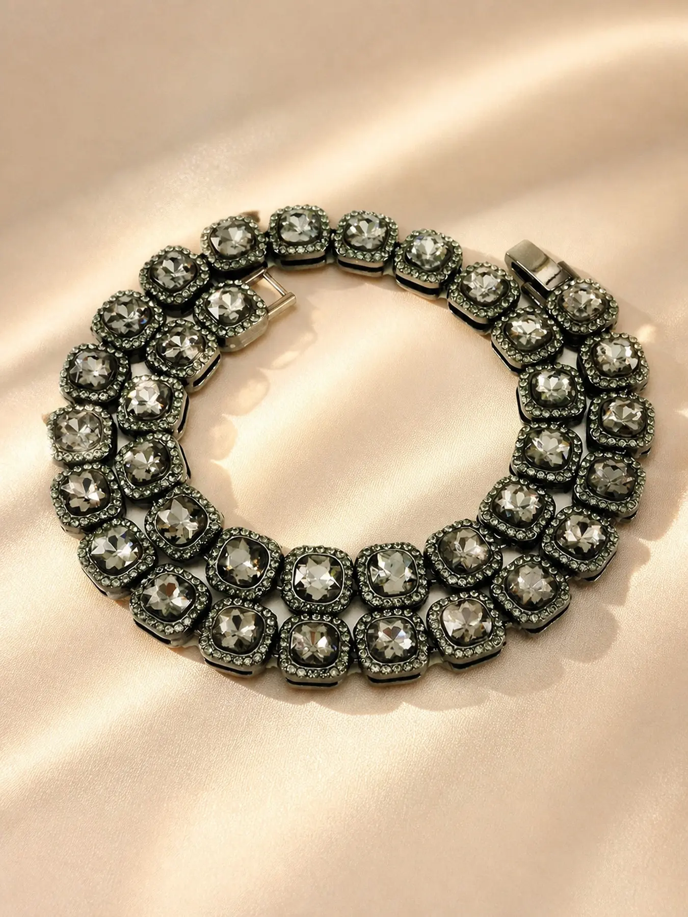 Bling Black Chain Necklace, Iced Out Rhinestone Statement Necklace, Hip Hop Style Jewelry for Men, Trendy Streetwear Fashion Accessory