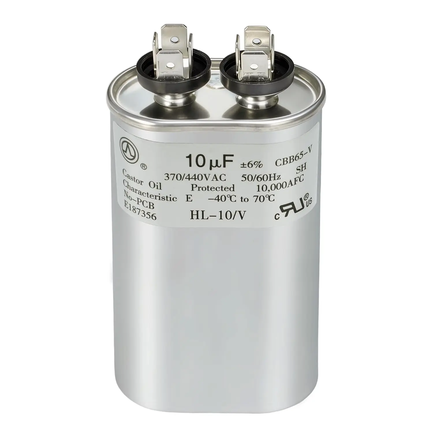 AC Capacitor 10uF or 10MFD ±6% 370V/440VAC CBB65 Oval Start Capacitor for Heat Pump Air Conditioner,for AC Motor Run or Fan Start and Cool,Ten Years of Coverage