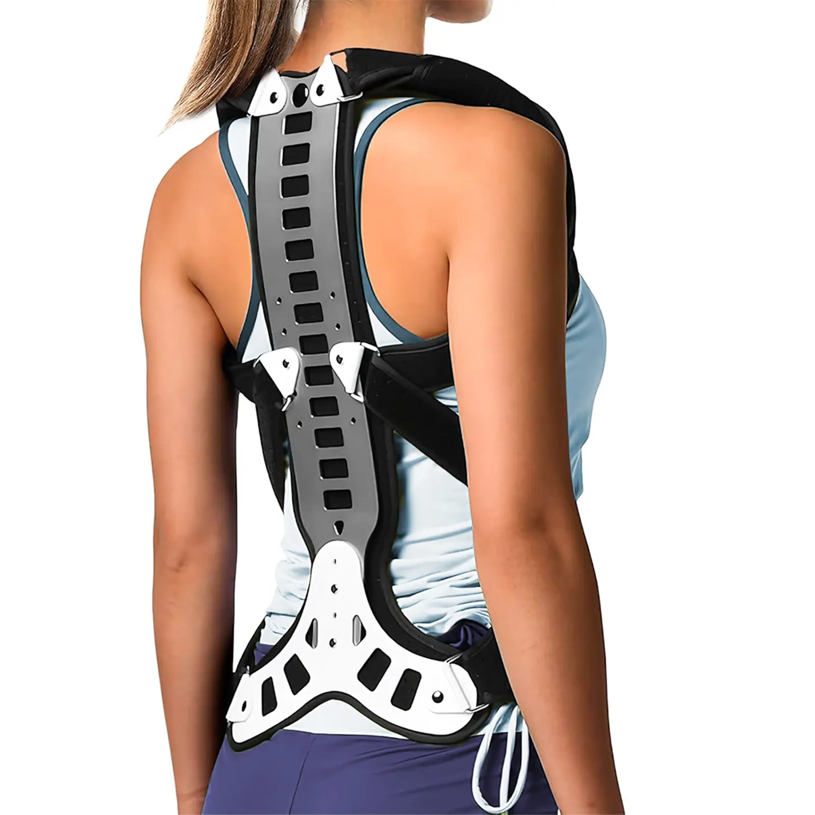 Adjustable Full Back Posture Corrector - Aluminum Alloy Frame Back Straightener, Backpack Harness for Unrestricted Movement, Support Brace for Back-Neck-Shoulder Alignment, Kyphosis Aid for Men, Women