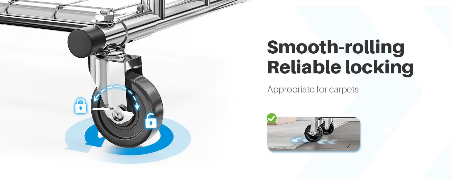 Clothing Garment Rack Capacity 525LBS Clothing Racks on Wheels Rolling Clothes Rack for Hanging Clothes Heavy Duty Collapsible Commercial