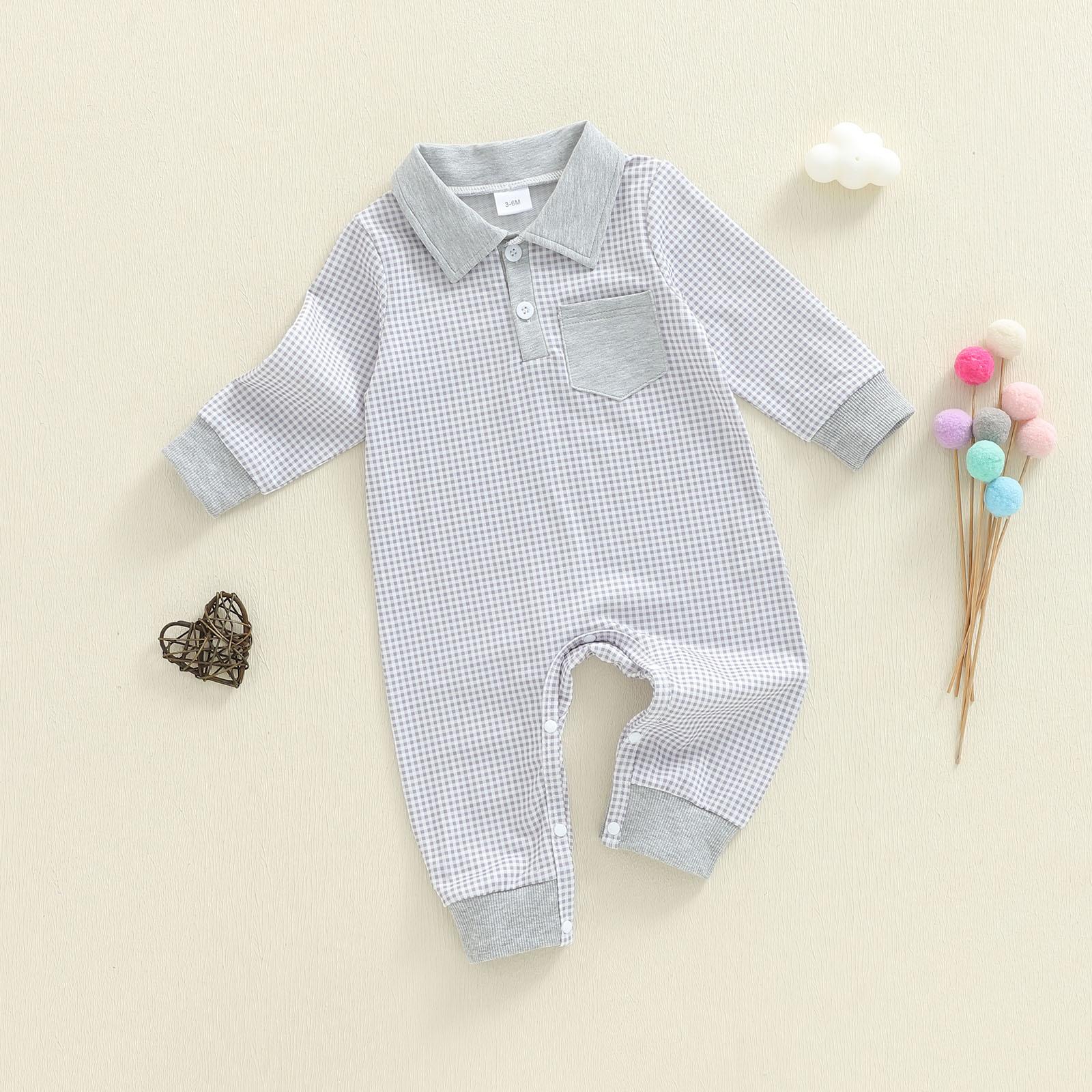 Newborn Baby Boy Winter Clothes Long Sleeve Lapel Jumpsuit Collar Plaid Romper Playsuit Infant Baby Boy Fall Outfit Newborn Baby Boy Winter Clothes Long Sleeve Lapel Jumpsuit Collar Plaid Romper Playsuit Infant Baby Boy Fall Outfit
