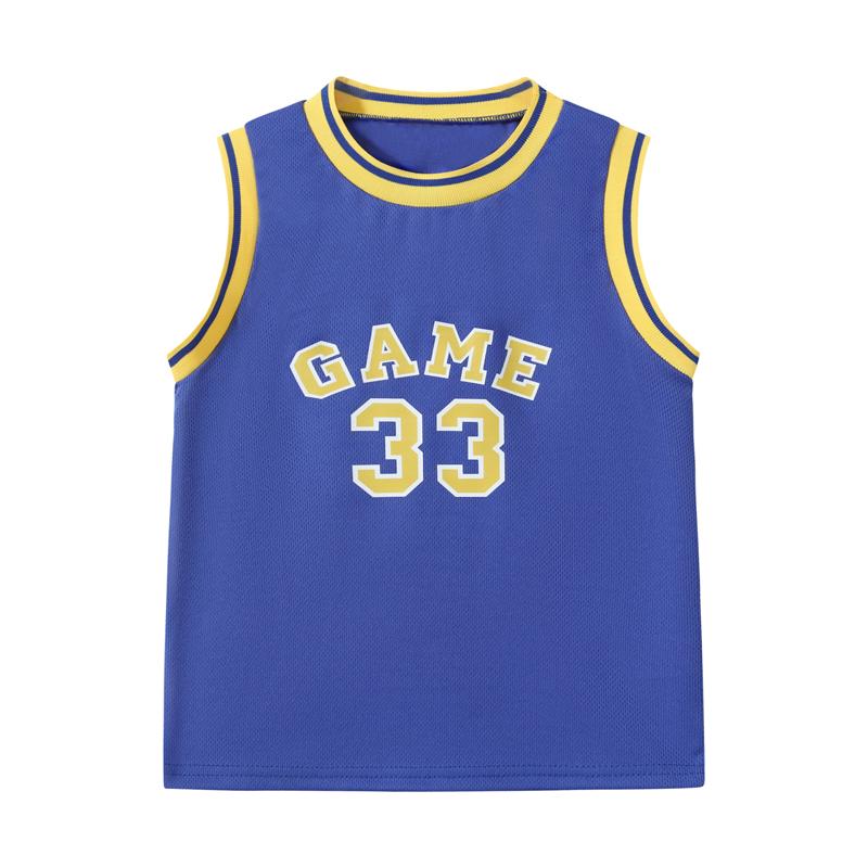6-piece children's basketball suit, boys' and girls' jerseys, ball pants suit, digital letter printed summer lightweight basketball vest and shorts.