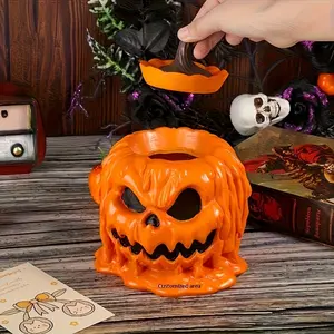 Realistic Halloween Pumpkin Lantern Decor, Jack O' Lantern with Hanging Slot, Durable Resin, Indoor/outdoor, Home Office Party Decoration