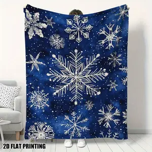 1Pc A Cozy Christmas Snowflake Flannel Blanket – Comfortable, Soft, And Soothing – Perfect For Year-Round Use On Your Bed, Couch, Or At The Office