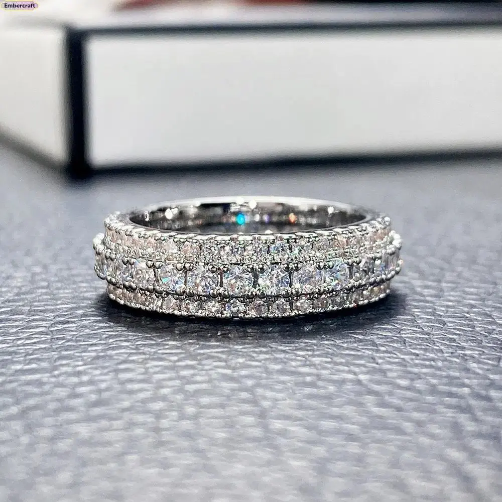 Platinum-Plated CZ Stackable Band - Multi-Size Unisex Minimalist Ring with Sparkling Stones, Non Tarnish Jewelry, Tarnish Proof Jewelry for Daily Wear & Camping Hiking Hammock Accessory
