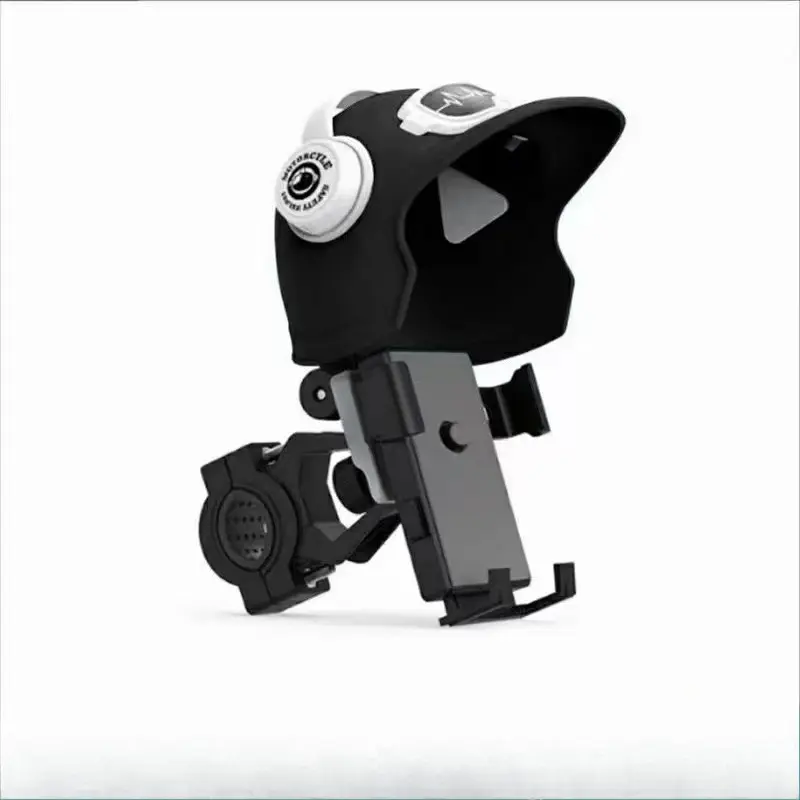 Integrated Bike Phone Holder, Universal Cartoon Helmet Mount, Waterproof Shockproof Rain-Proof Screen Anti-Glare Auto-Tightening Adjustable Navigation Stand