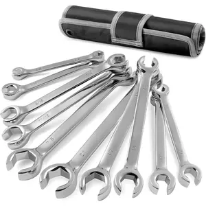 Flare Nut Wrench Set, Standard and Metric, 1/4" to 7/8" and 9-21 mm, Chrome Vanadium Steel, Comes with Storage Bag