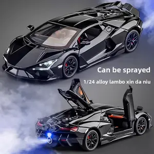 A 1/24 scale Lamborghini sports car model with a folding door that can be opened freely, a retractable rear wing, and equipped with an audio-visual system and recoil function. It is an excellent choice for boys' birthday gifts and for car model collectors