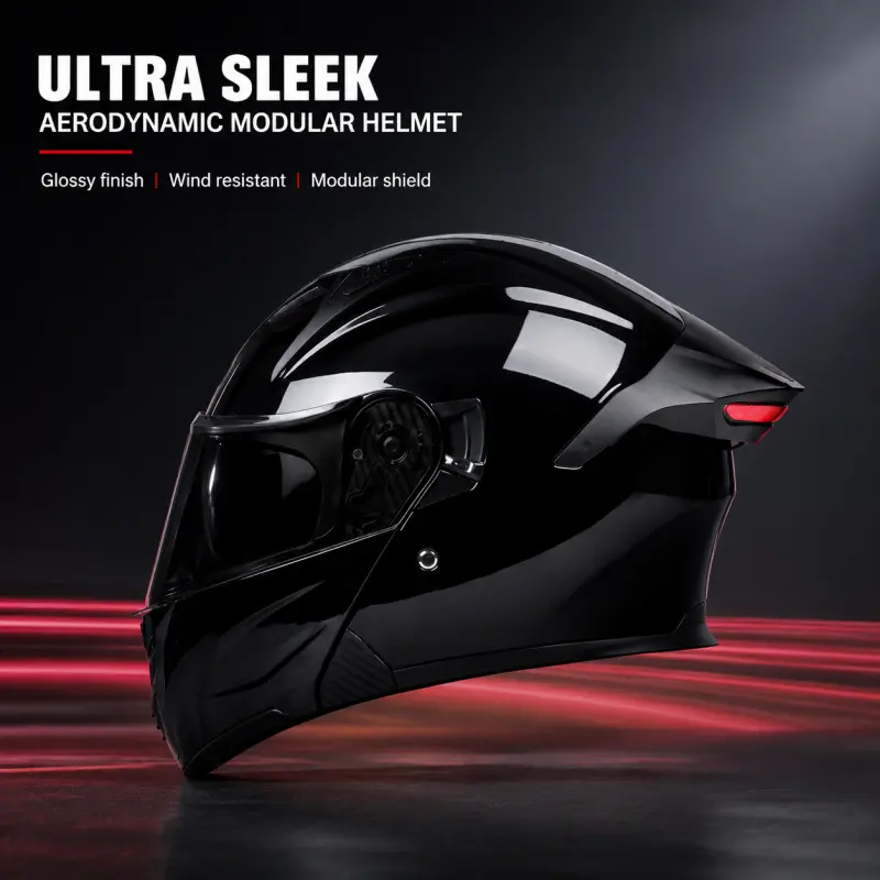AD modular motorcycle helmet for men and women, with LED tail lights for motorcycles, full face helmet suitable for all seasons, 3C/DOT certified, detachable visor, Motorcycle Riding Helmet