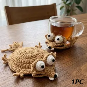 Funny Crochet Coaster, Cute Mug Rug, Handmade Animal Coaster, Unique Gift, Desk Decor, Gift for Her, Housewarming Gift