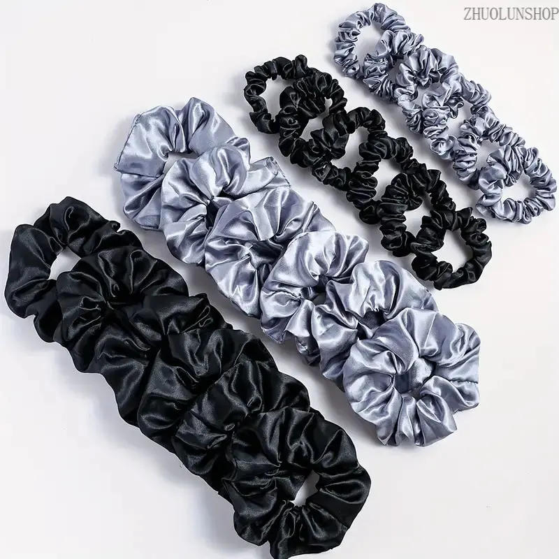 24Pcs Solid Color Satin Scrunchies Set, Large & Mini Imitation Silk High Elastic Hair Ties Combo for Women & Girls, Soft Gentle Daily Hairstyle Hair Accessories, Lovely Holiday Small Gifts