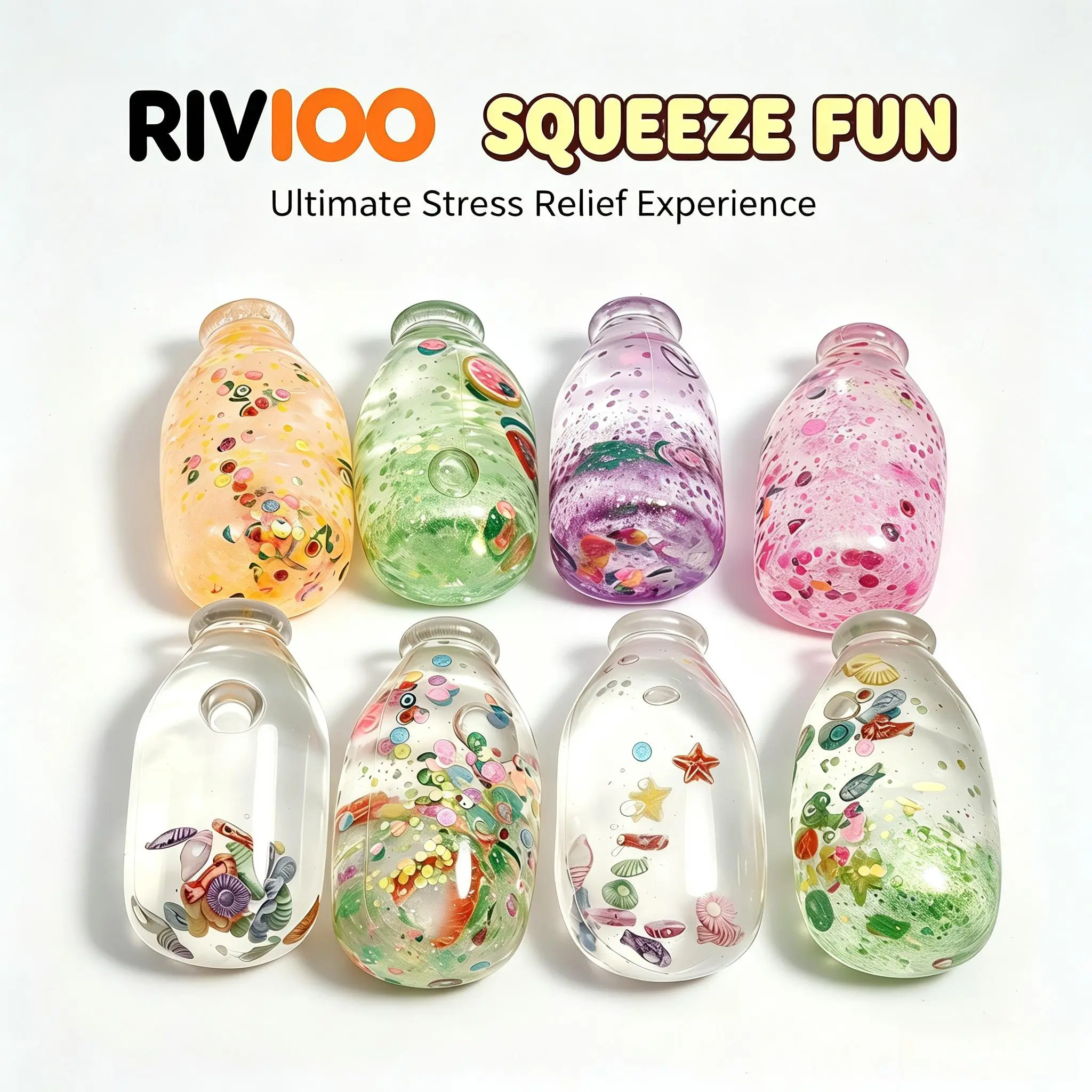 RIVIOO Popular Maltose Drift Bottle Squishy Transparent Bottle Sequins Decompression and Pinch