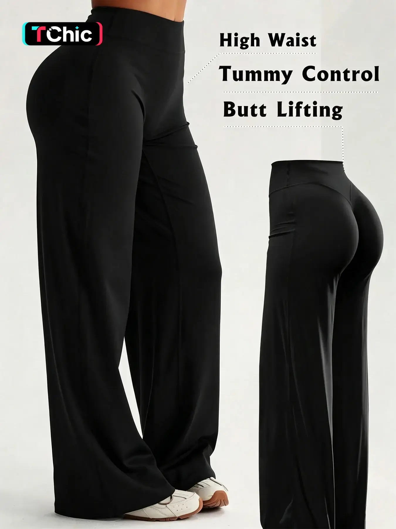High-Waisted Flowy Wide-Leg Yoga Pants for Women, Tummy Control and Butt Lift, Ideal for Yoga, Fitness, Daily Commute, Streetwear, Casual Sportswear Pants