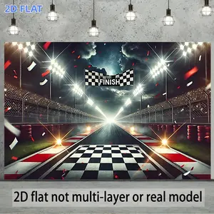 2D Flat Banner 1pc, Race Finish Line Banner - Checkered Flag Design with Numbered Lap Counter Suitable for Birthday Parties Weddings Baptisms Youth Events Holiday Parties Home Decor & Photo Studio Props - Durable Race Track Decora