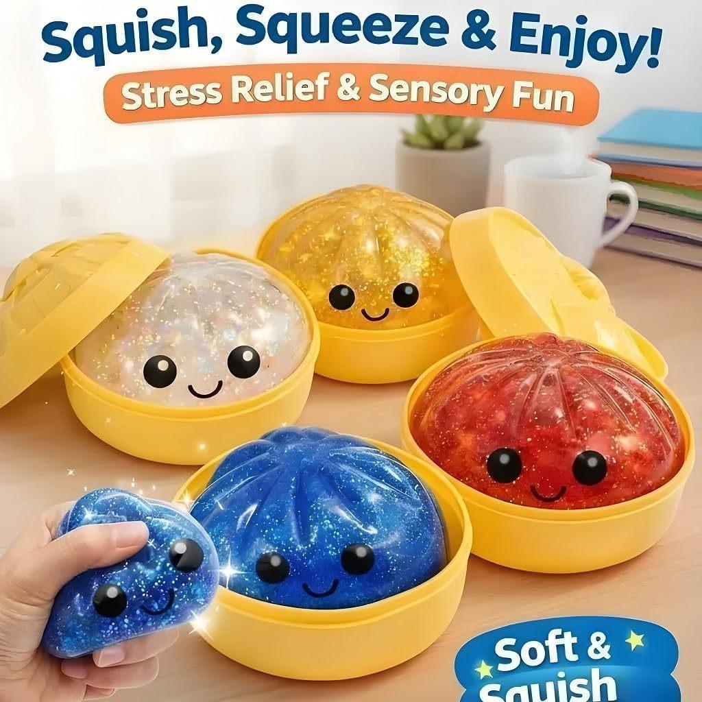 Dumpling Squishies carry around soft non-stick hand squeeze pull back decompression toy