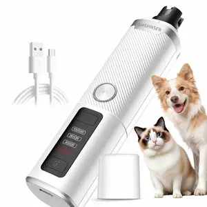 Dog Nail Grinder, Electric Dog Nail Trimmer Quiet with 2 LED Lights, 3-Speed Pet Nail Grinder for Dogs & Cats, Rechargeable 2000mAh Nail Grinder for Small Medium Large Dogs with Light, White  Dog Nail Grinder, Quiet Electric Dog Nail