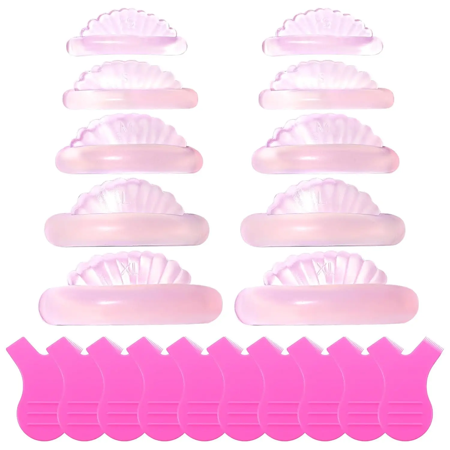 Professional Plastic Eyelash Lifting Shields Kit, 15Pcs Korean Cosmetic Lash Lift Pads - 5 Sizes, Reusable, Self-Adhesive Makeup Tools for Eyelash Perming Curling, Set, Silicone, Smooth, Sensitive Skin, Curl Enhancer, Lashes, Multi-Size