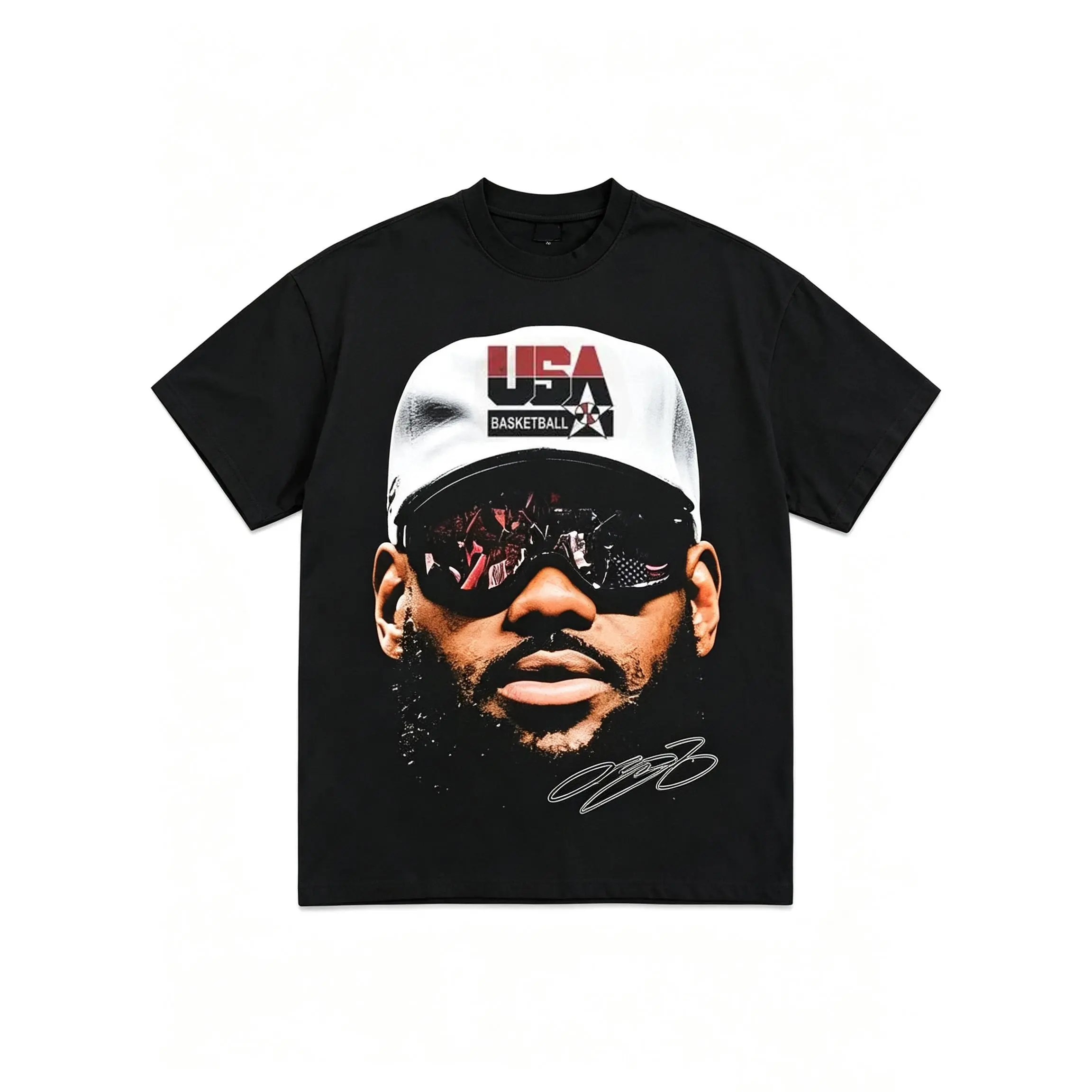 100%Cotton Lebron James USA Basketball Vintage Graphic Tee, Menswear Crew Neck Rap Streetwear T-Shirt, Unisex Casual Regular Fit Cotton Tops, Good Vintage Hip-Hop Bold Retro Apparel, Men Round Neck Y2K Basketball Graphic Tees