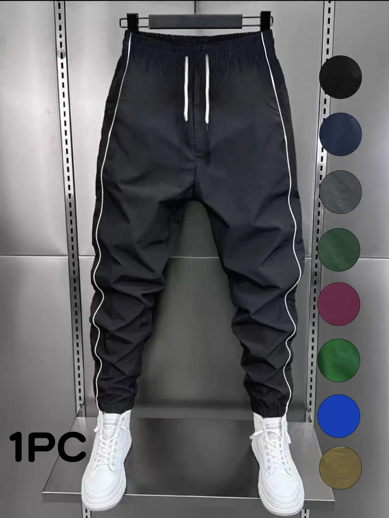 【Black Friday】Men's Casual Side-Stripe Jogger Pants with Drawstring Waist and Elastic Cuffs, Simple Athleisure Bottoms for Exercise and Everyday Wear #GLOBAL PICKS