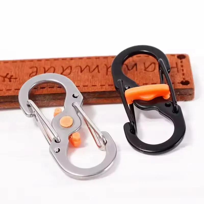 10-Pack Lockable S Hooks, Bidirectional Quick-Release Buckles, Outdoor Hiking Backpack Straps, Key Security Spring Clips, Travel Luggage Anti-Loss Rings