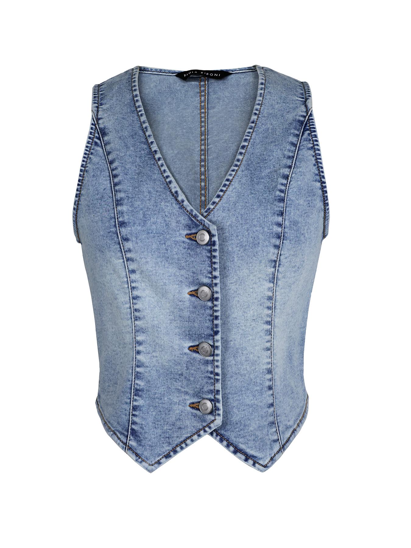 Women's Plain Denim Vest, Casual Sleeveless Vest for Summer, Ladies Clothes for Daily Wear, Minimalist Fitted Vest