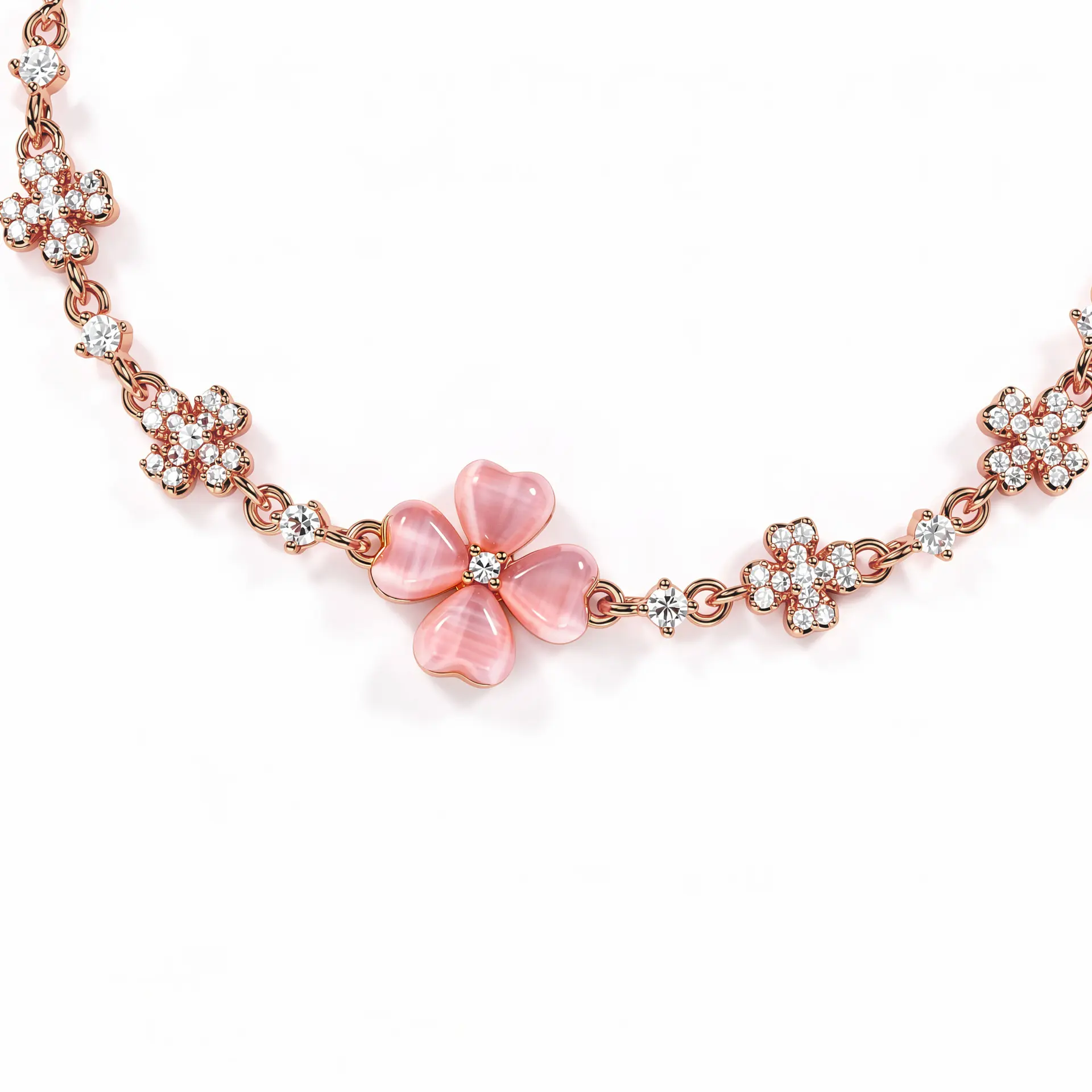 Four Leaf Clover Cat Eye Stone Bracelet, Fashion Women Wrist Jewelry, Graduation Gift for Her