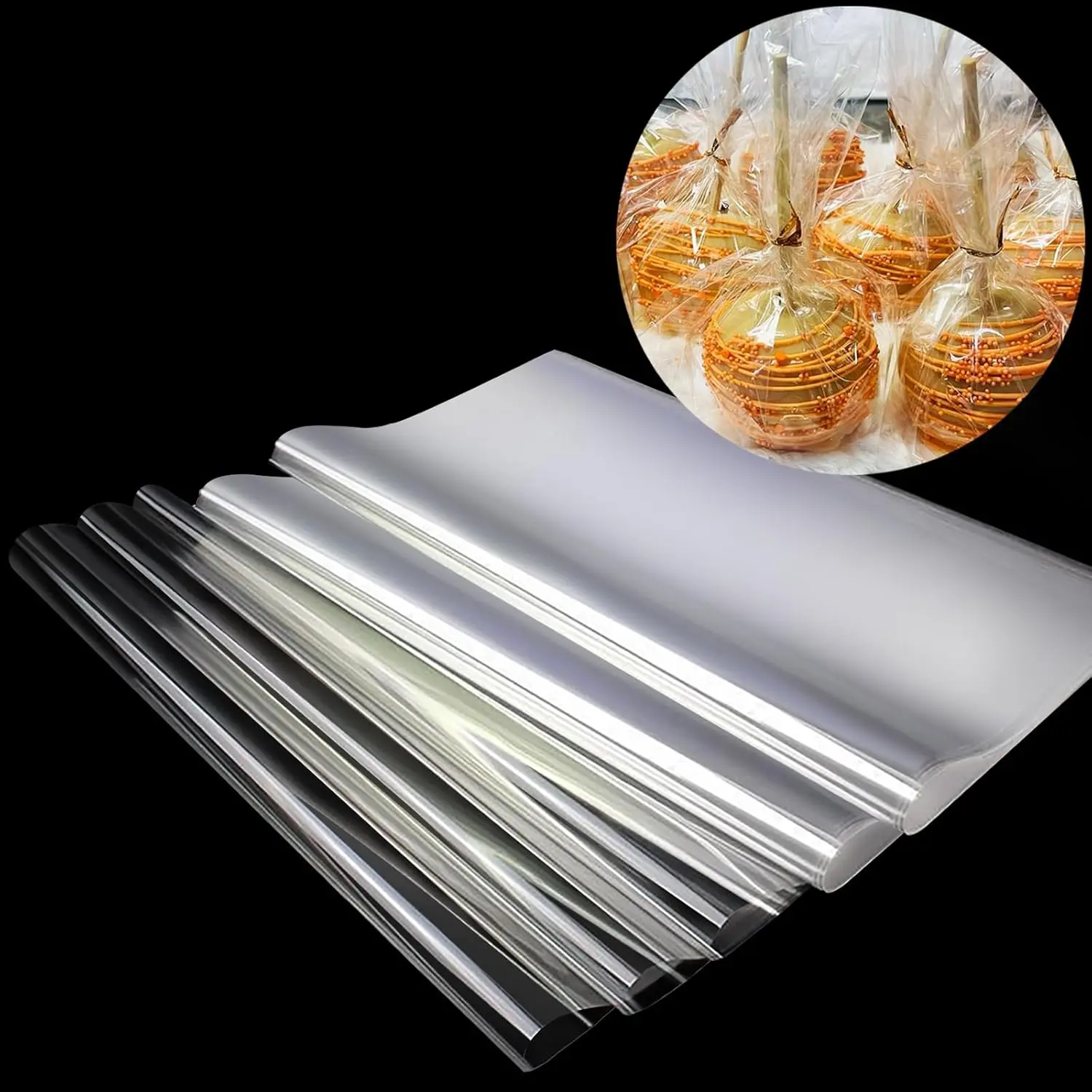 150 Pieces Cellophane Sheets, 12 x 12 inches 3 Mil Thick Gift Wrap, Crystal Clear Candy Wrappers for Treats, Candies, Cake Pops, Henna Cones, DIY Crafts