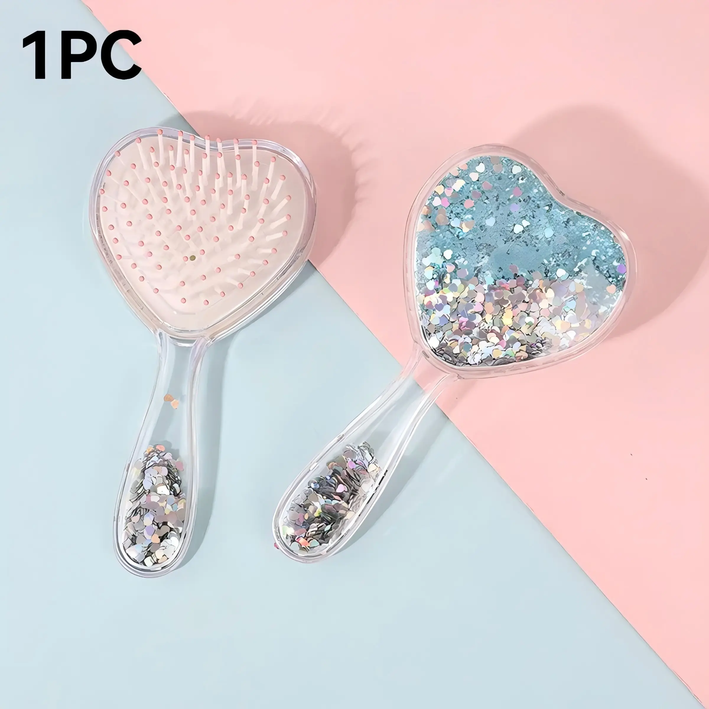 Portable Heart Shaped Air Cushion Comb Glitter Bling Cute Girl Hairbrush Scalp Massage Paddle Comb for Styling & Relaxation Hair Styling Tools