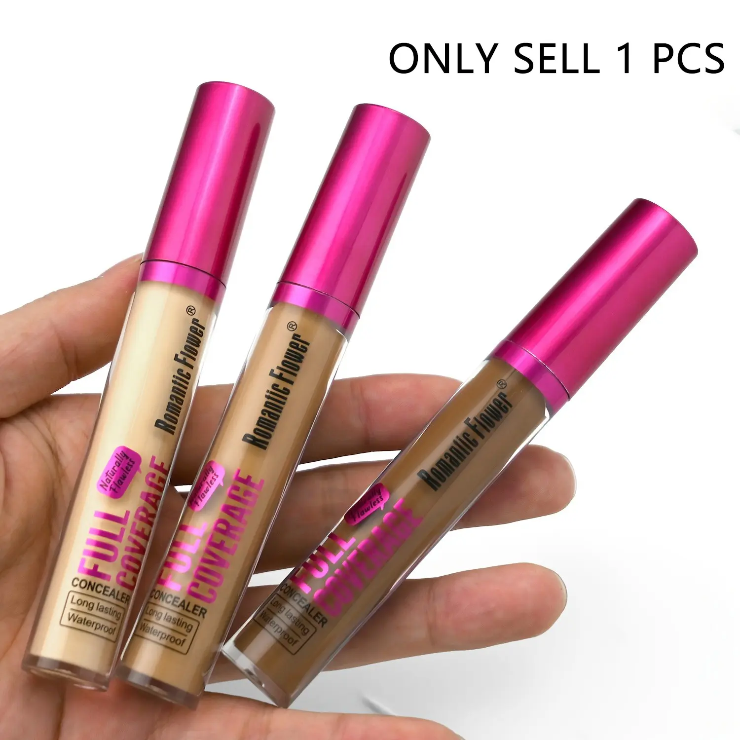3 Shades Liquid Concealer, Long-Lasting Waterproof Naturel Matte Makeup Finish Full Coverage Concealer for All Skin Tones