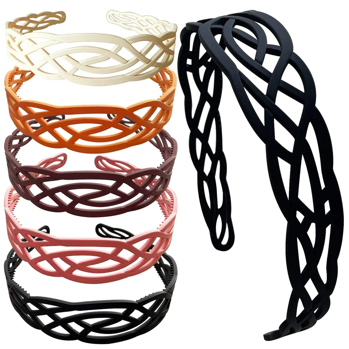 6pcs Wide Plastic Headbands for Women Fashion Hair bands with Teeth for Girls Thick Hair Hoops Hair Accessories