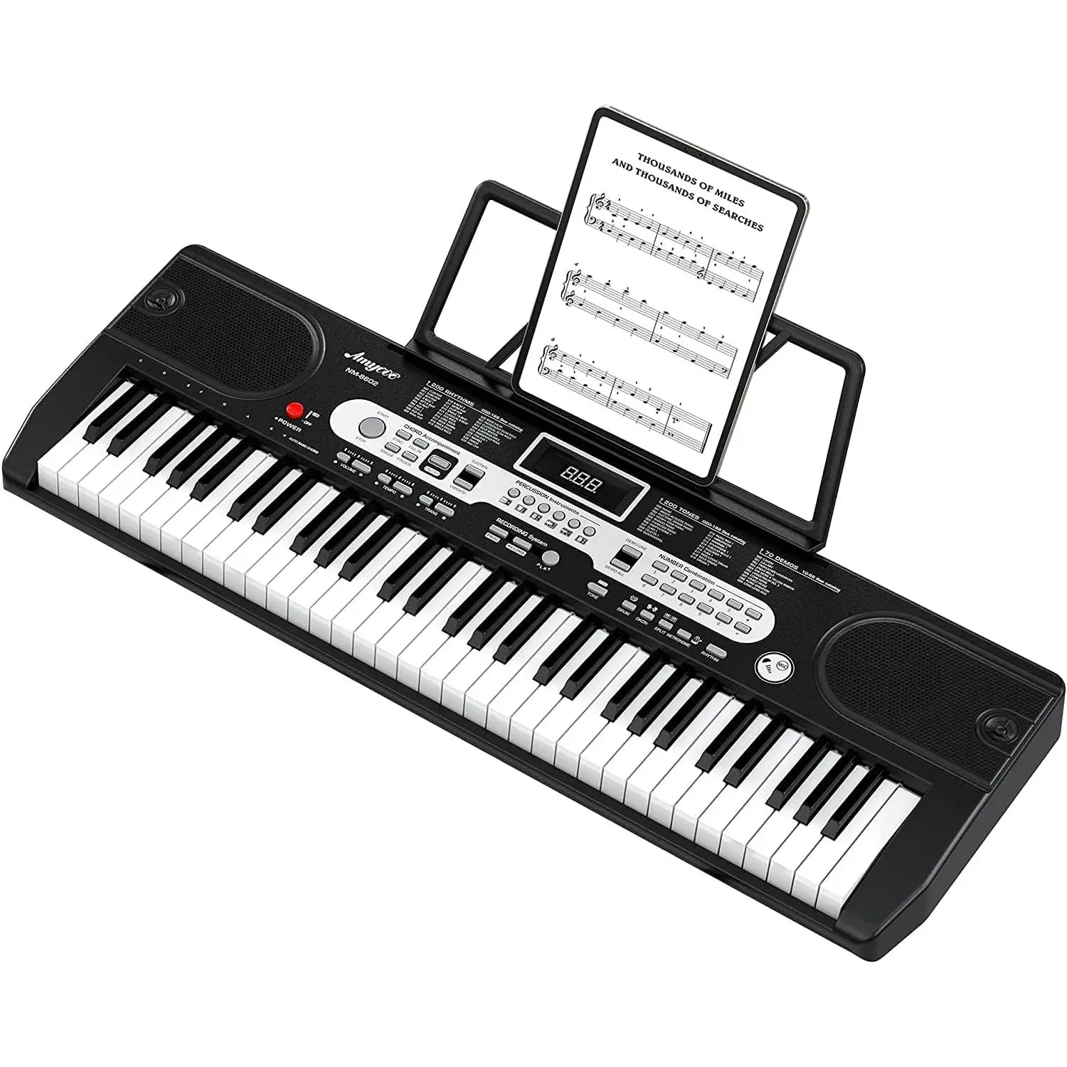 61-Key Beginner Keyboard Piano with Microphone, Speakers & Sheet Stand - Portable Electric Piano for Kids, Adults
