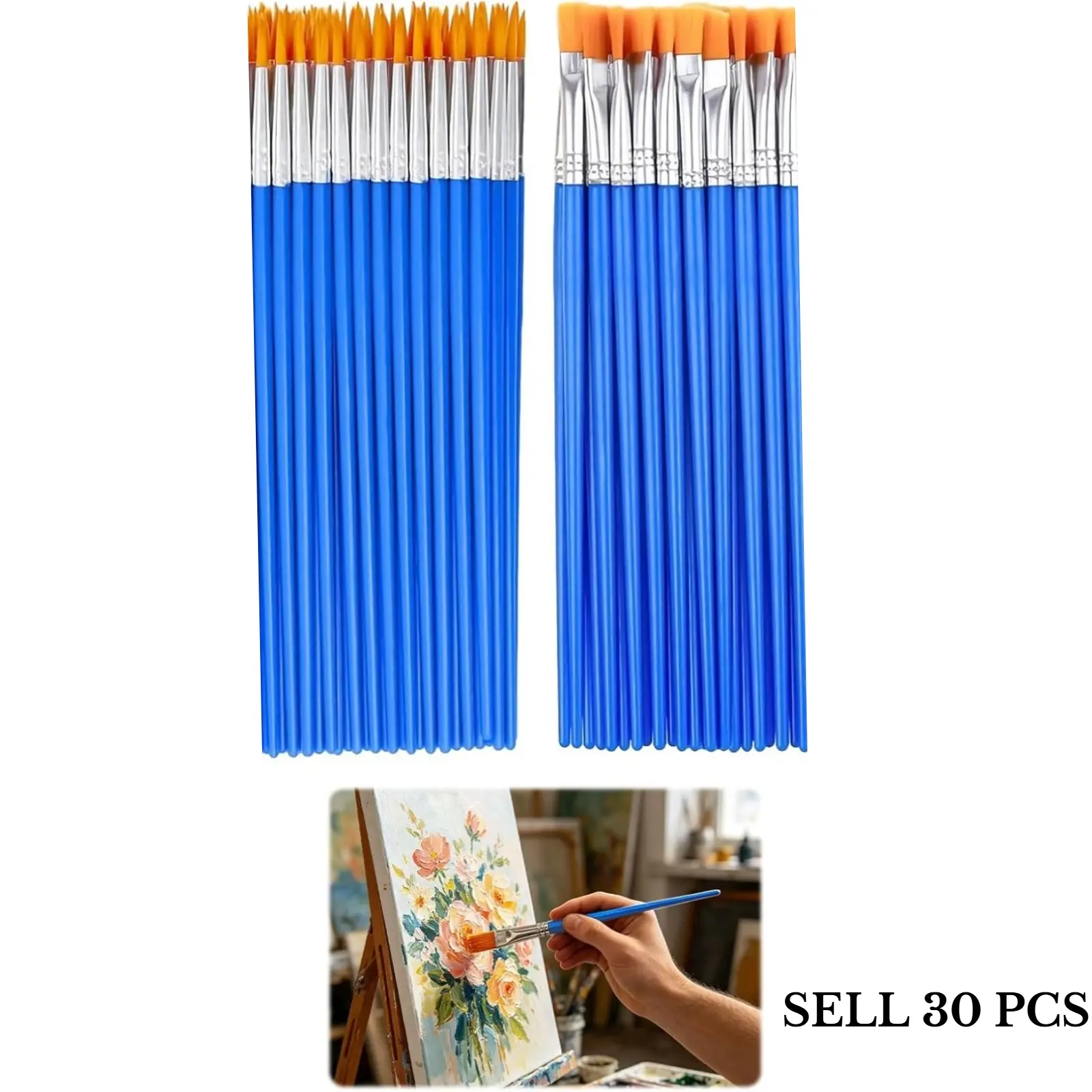 30 Pcs Mini Detail Paint Brushes Set, Bulk Small Fine Tip Small Paint Brushes, Flat & Round Paint Brushes for Acrylic Painting, Watercolor, Canvas Face Painting Craft
