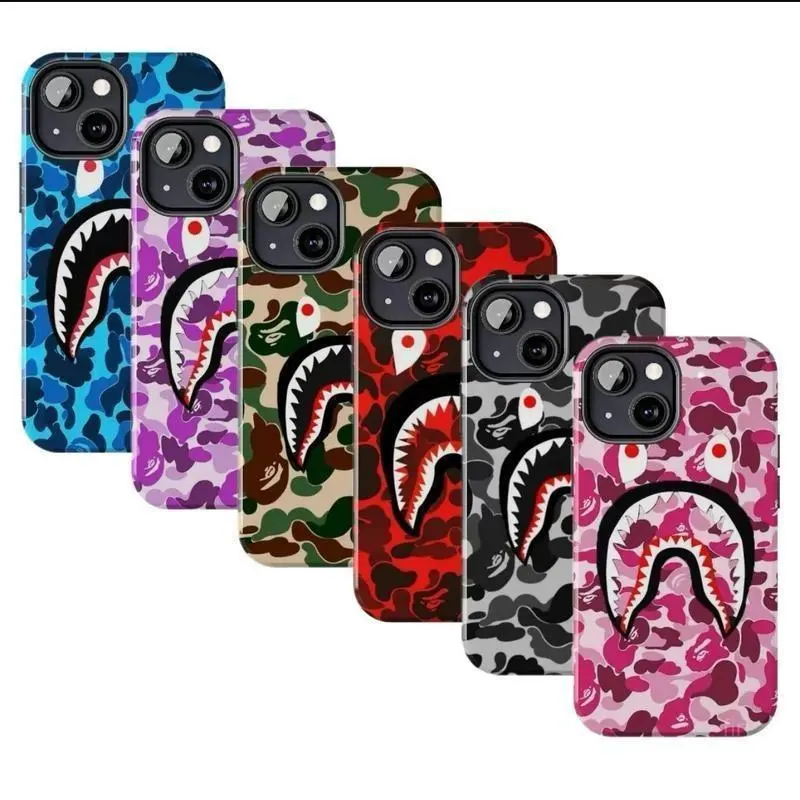 Shark Camo Collage Phone Case, Camo Shark For iPhone 17 Pro Max Air 16 15 14 13 12 11 X XS Pro Max & Samsung Galaxy S26 S25 Ultra S24 S23 S22 S21 Plus Army Phone Case, Miritary Phone Case, Unique Accessories, Gifts, Preppy And Cute