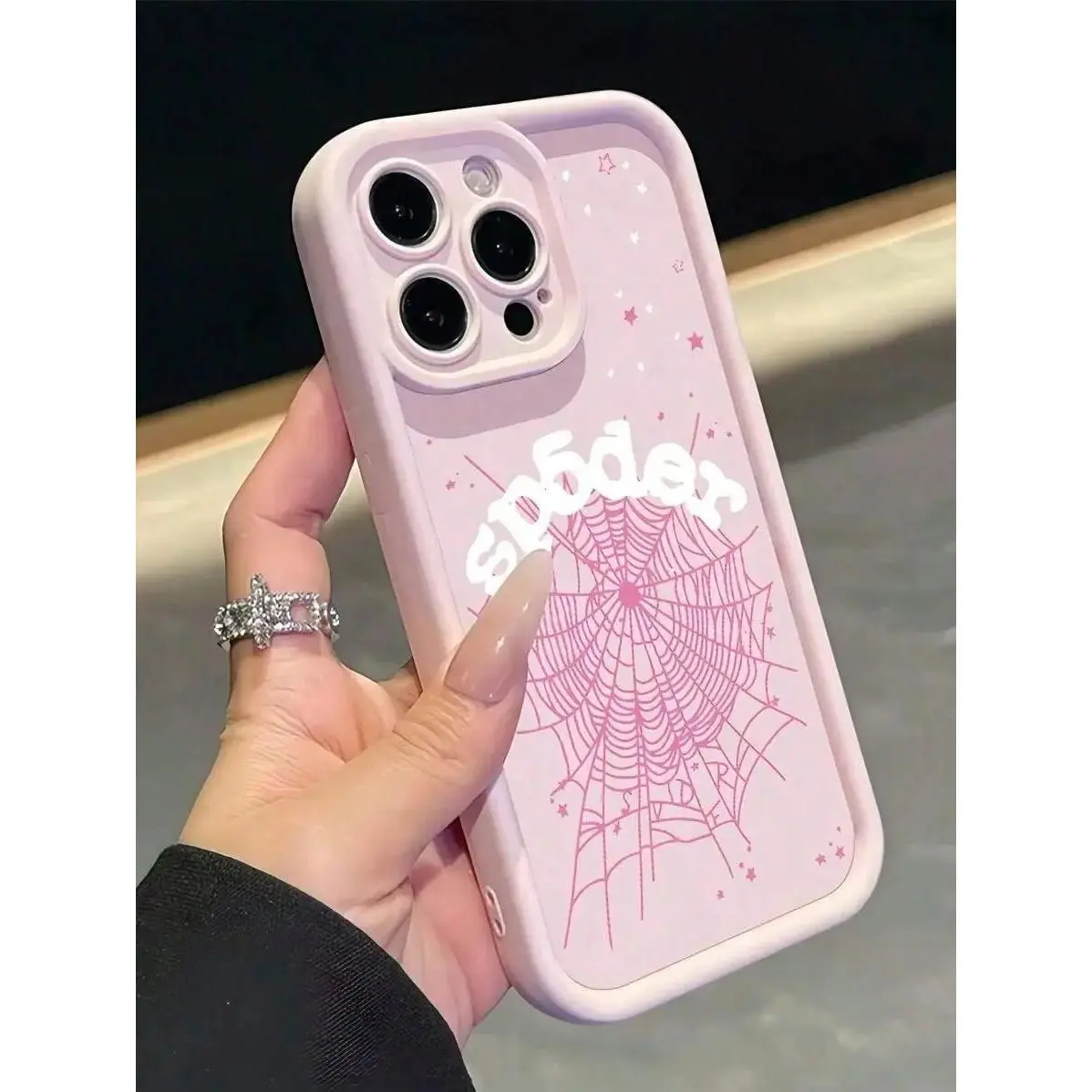 New Creative Letter & Cobweb Pattern Phone Case Compatible With Apple 16 Pro Max 11/12/13/14 Plus XR/7/8 Plus/15 PM Protective Cover Waterproof Shockproof Anti-Fall Scratch Resistant FOR-YOUR-BELOVED-PHONE Christmas Gifts