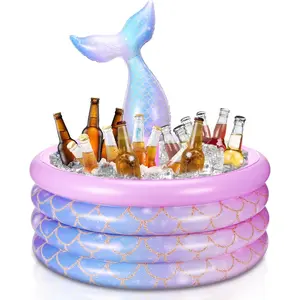 Mermaid Party Decorations Mermaid Tail Inflatable Cooler Blow up Drink Cooler Floating Ice Chest Tail Pool Drink Holder for Holiday Birthday Party Decorations(Pink,14 x 29.5'')fidget toys