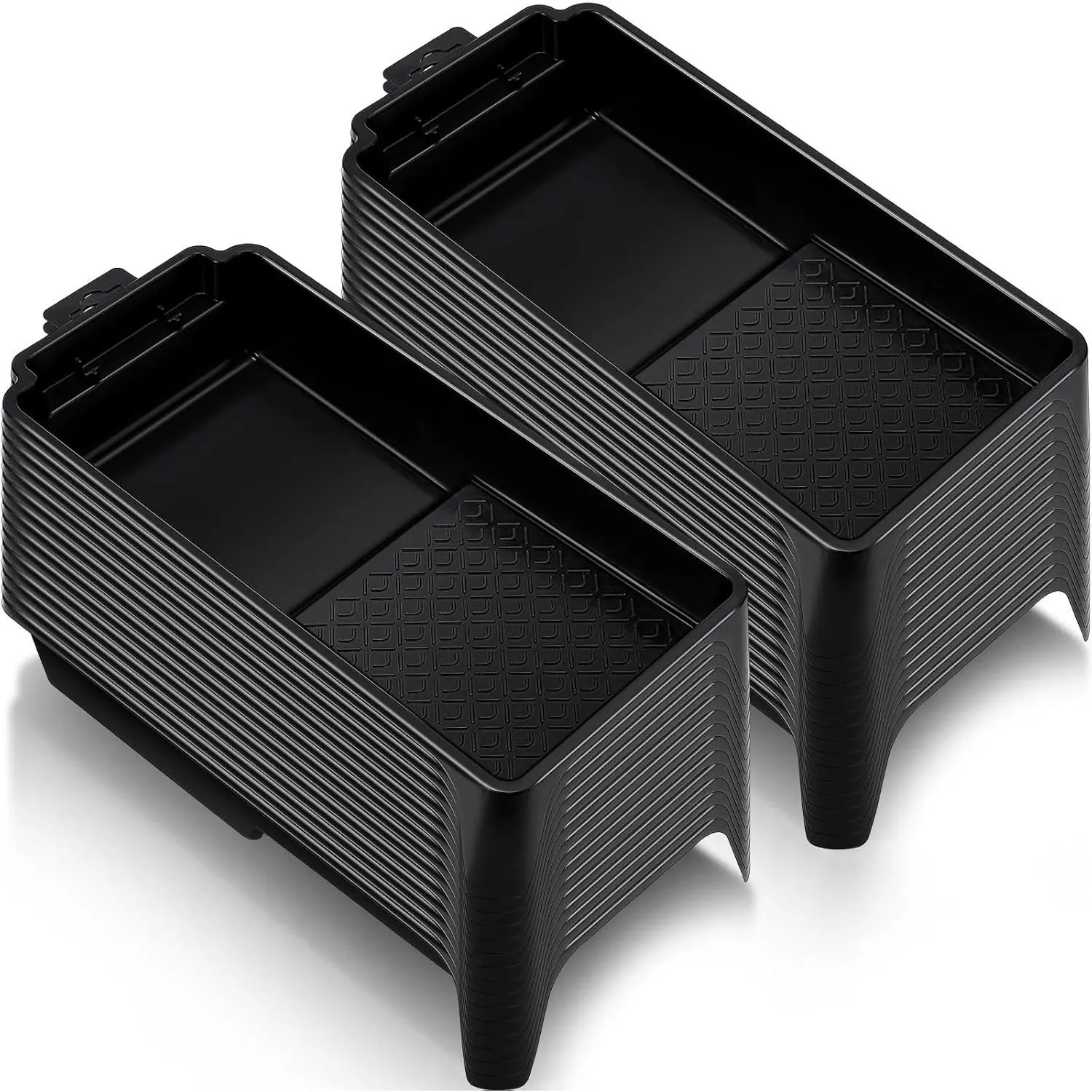 30 Pcs Paint Roller Trays 4" Reusable Small Plastic Paint Roller Tray Durable Deep Ribbed Textured Paint Roller Pan for DIY Wall Painting, Black