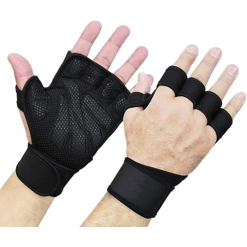 Gym Workout Gloves with Wrist Support – Breathable Half Finger Anti-Slip Weightlifting Gloves, Durable Fitness Gloves for Men Women Cycling & Training