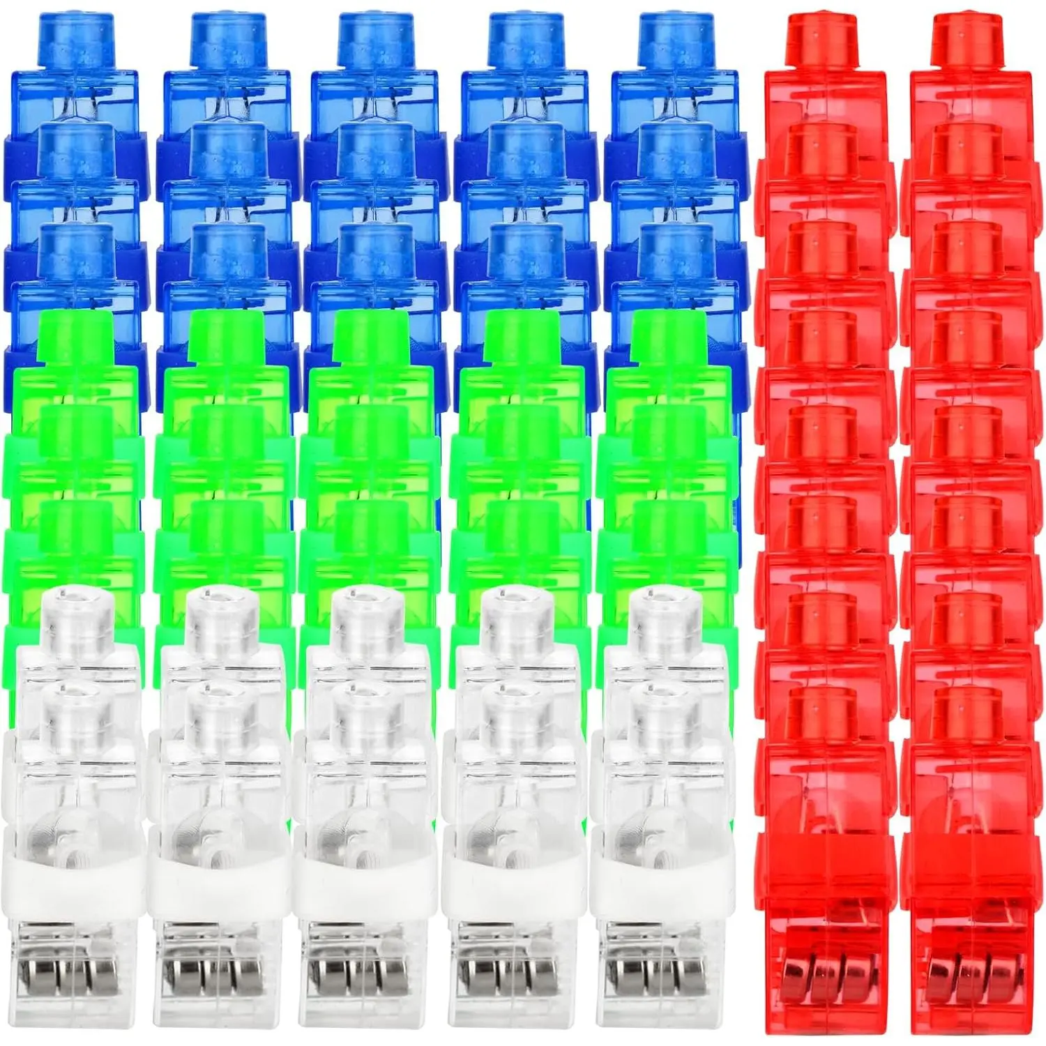 60Pcs Plastic LED Finger Lights Flashlights for Kids - 0.6x0.6 Inches, 1.57 Inches, Bright Lights, Batteries Included, Glow Party Favors, Birthday Supplies