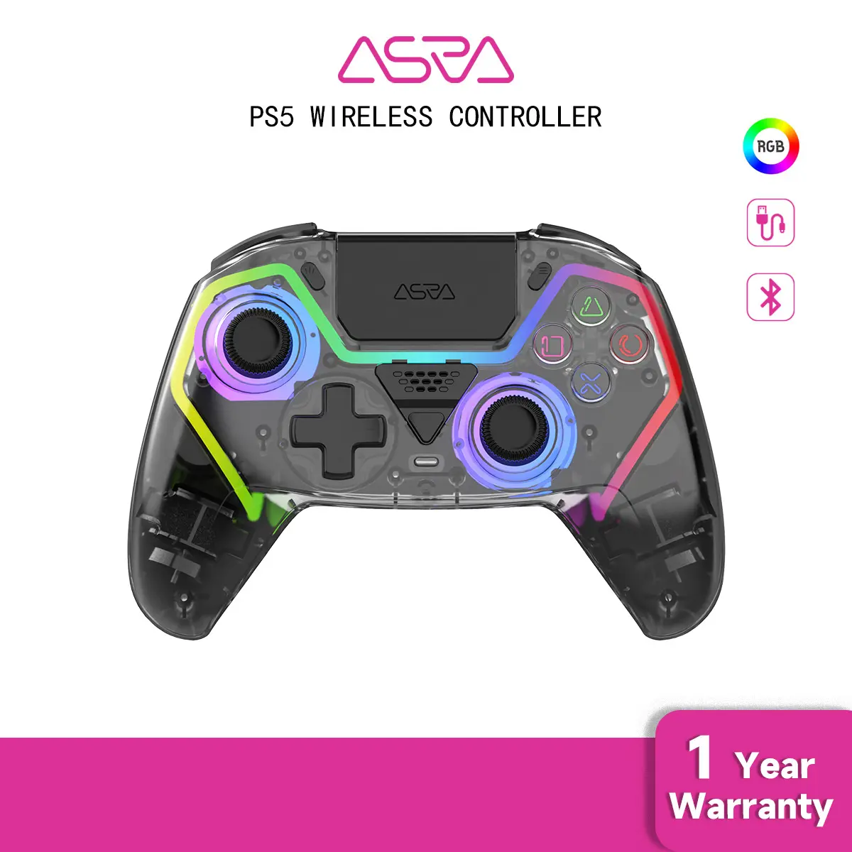 PS5 wireless bluetooth  with RGB light Android ios/pc/steam/mac p5 gamepad Charging Bundle for Playstation Portal Programmable Mobile Gaming Switch Pro  with Gyro