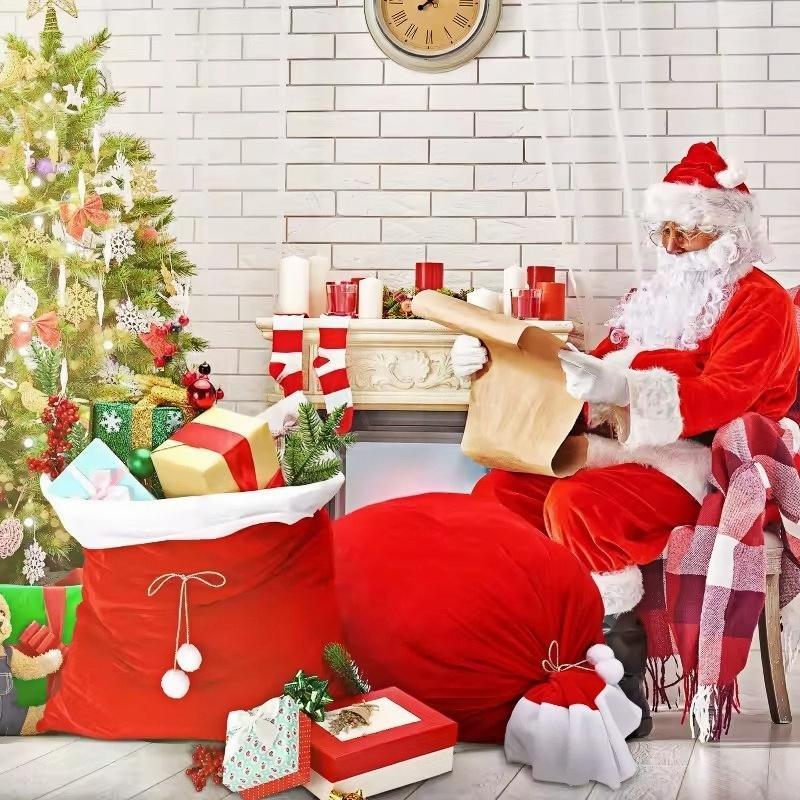 50/100x70cm Santa Claus Christmas Sack Bag Drawstring Bag, Costume Sacks for Presents, Kids Stocking Stuffer, Bags for Gifts