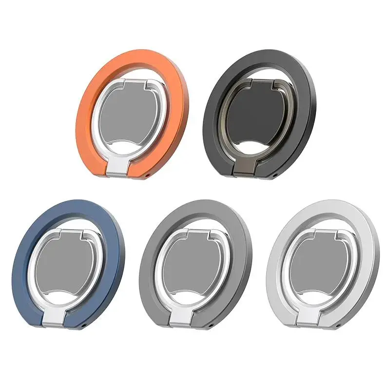 2-in-1 Magnetic Ring Holder 360° Rotatable Zinc Alloy Dual Strong Magnet Finger Grip Universal Phone Ring Stand Compatible with MagSafe All Smartphone Models Easy Install Secure Anti-Drop Grip
