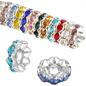 100 count 12mm Rhinestone Beads for Pens Making, Bulk Beadable Spacer Beads for Pens, Fancy Glitter Wave   Bead for Bracelet  Making
